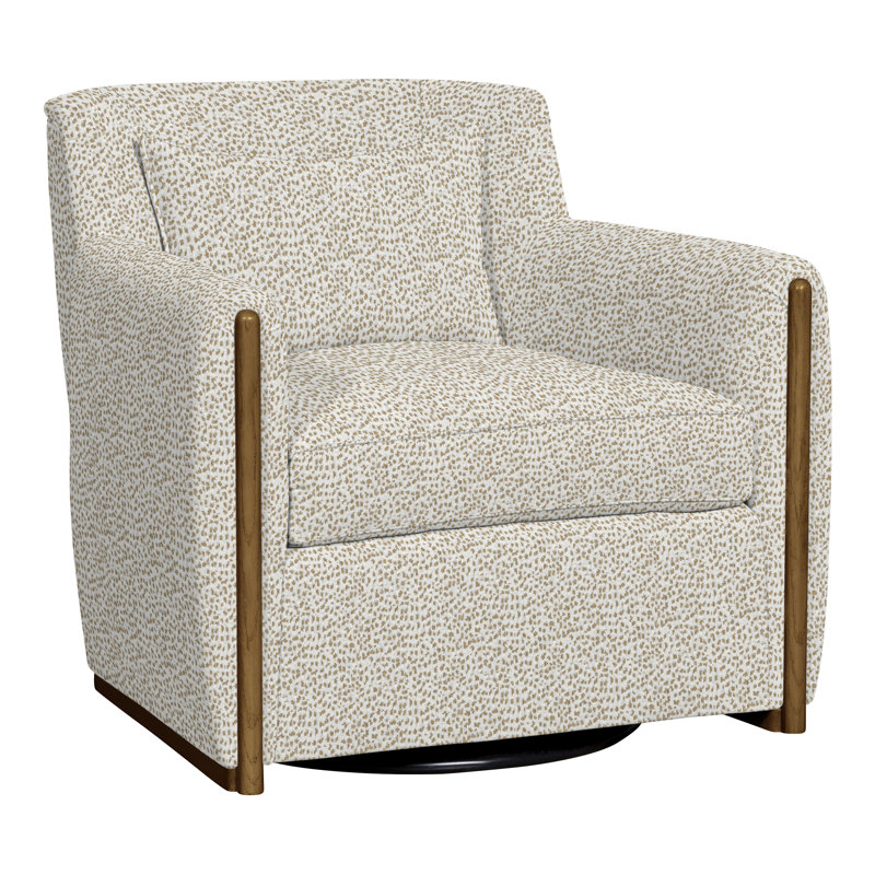 Thom Filicia Home Upholstered Swivel Armchair, Hampton, Worthy Snow Polyester Blend