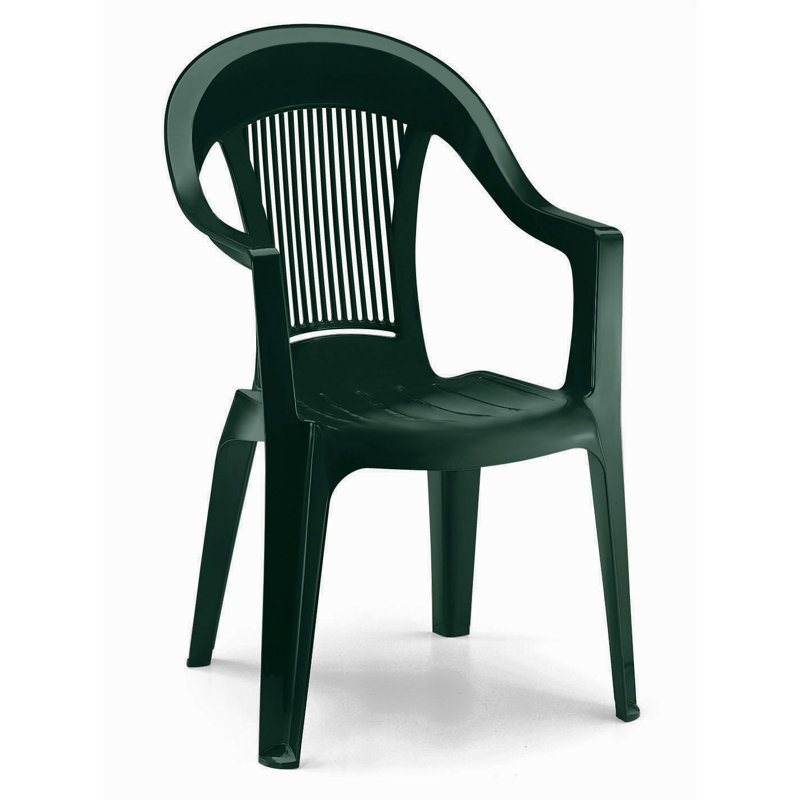 2 x Kali Stacking Dining Armchairs, Forest Green