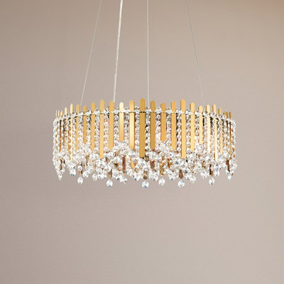Chatter 12 Light 24in x 8.5in Round Pendant in Gold Mirror with Clear Radiance Crystals