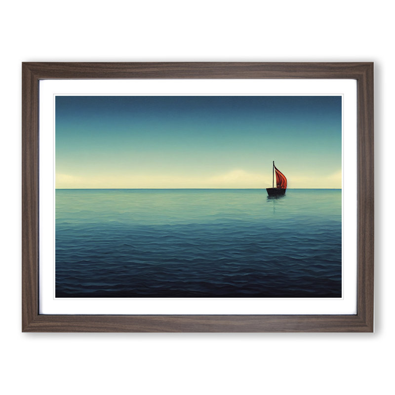 Solo Sailing Boat Vol.1 - Framed Print, 34cm H x 46cm W x 2cm D, Walnut