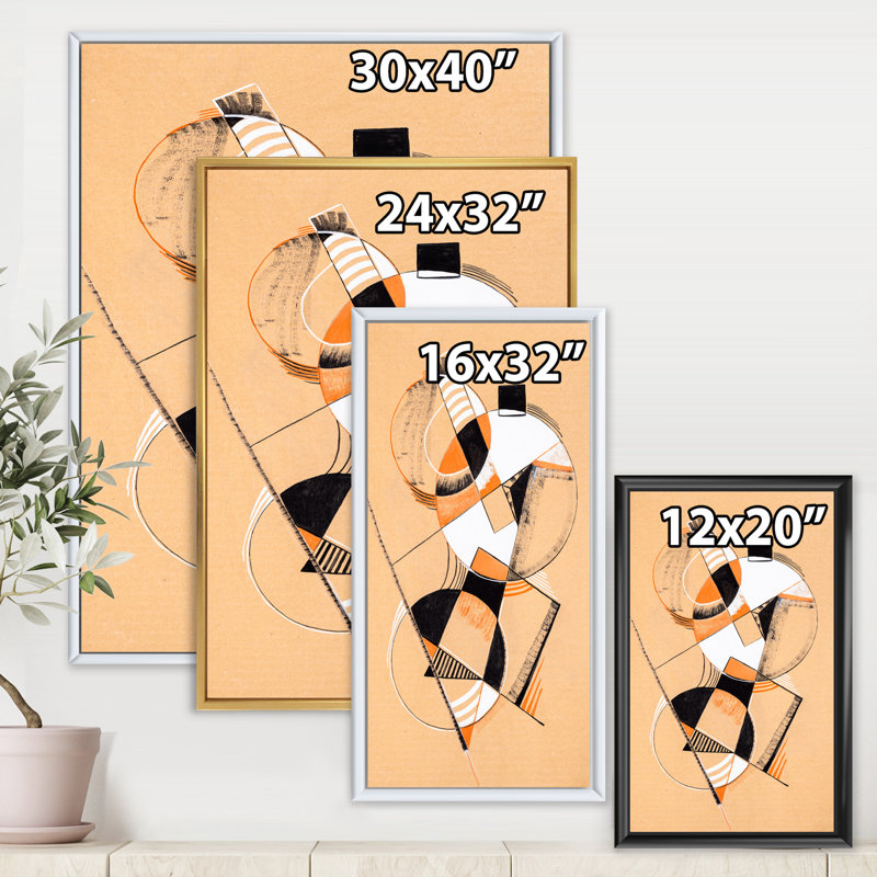 Coloured Geometric Abstract Compositions V - cadre flottant, impression sur toile, H 20 po x l 12 po x P 1po, Cadre noir