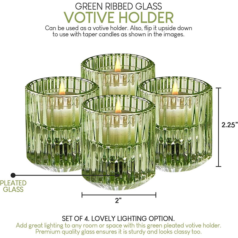 2.25'' H Glass Tabletop Votive Holder, Green