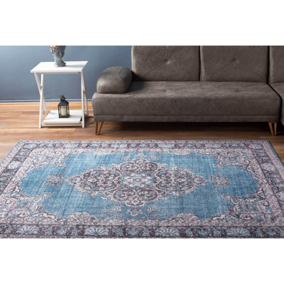 Premium Machine Washable Carpet, 4.6 x 6.2 Feet, 100% Polyester, 1850 g/m² | Pile Height: 0.2 Inches | Eco-Friendly Recycled Poly Cotton Underside | Perfect for Living Room, Bedroom, and High-Traffic Areas