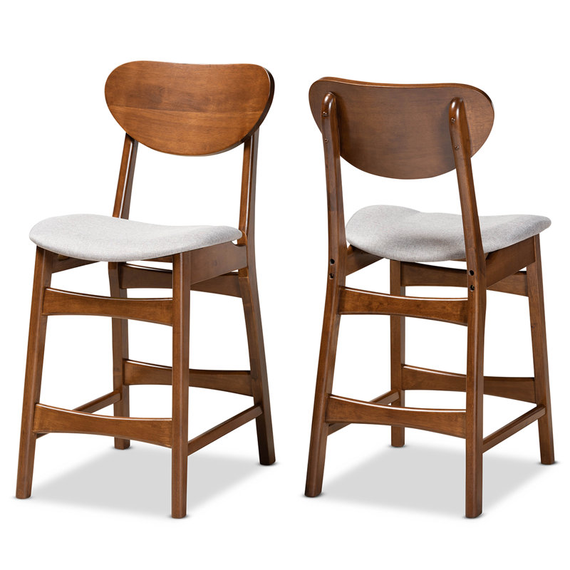 Upholstered Counter Stool with Solid Wood Frame, White