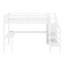 Structure de lit mezzanine avec bureau en L, garde-robe, étagères réglables, ports USB et lumières DEL