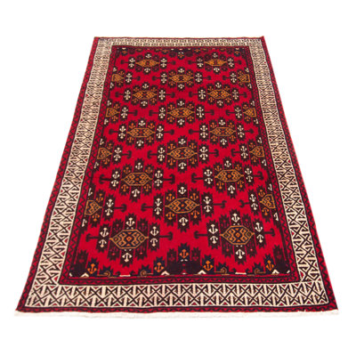 One-of-a-Kind Runner 4'7" X 9'3" New Age Runner Wool Area Rug in Red