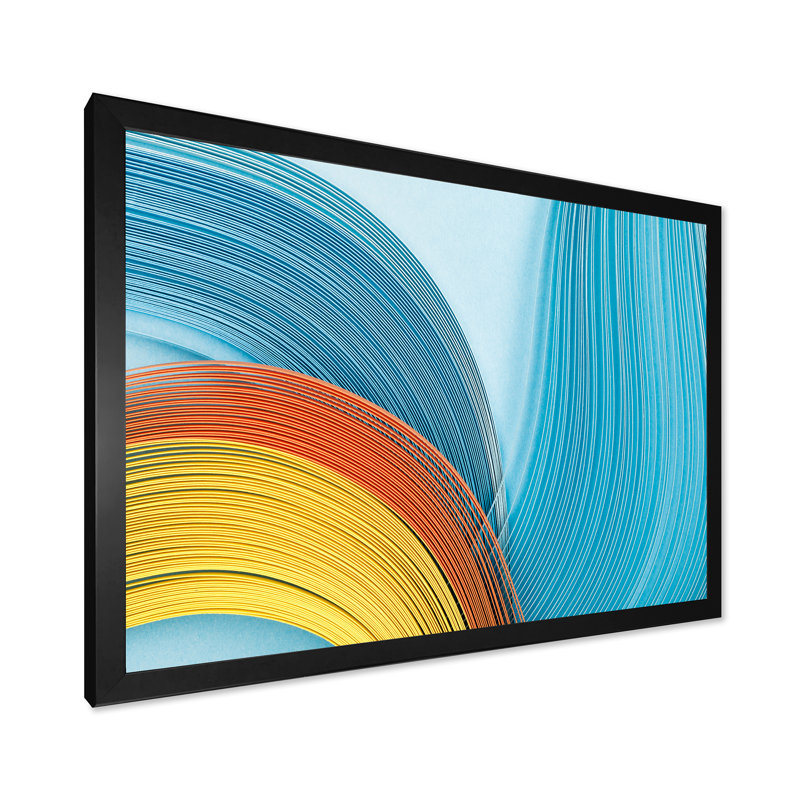 «Fractal Blue and Orange Junction», reproduction d'art sur toile moderne, Cadre photo noir, H 8 po x l 12 po x P 1,5 po