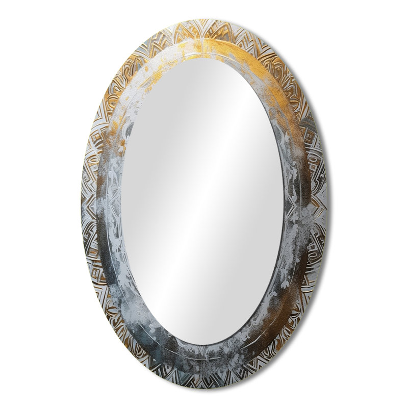 Miroir mural blanc et or Mandala VII - Bohemian, 36 po x 24 po