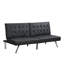 Structure en bois, pieds en acier inoxydable, futon, canapé en PVC noir