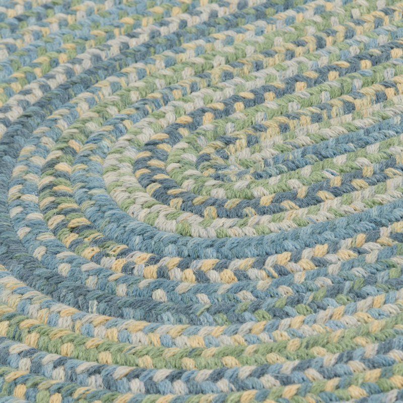 Tapis vert en laine tressée Nourhan, Ovale 9 pi x 12 pi