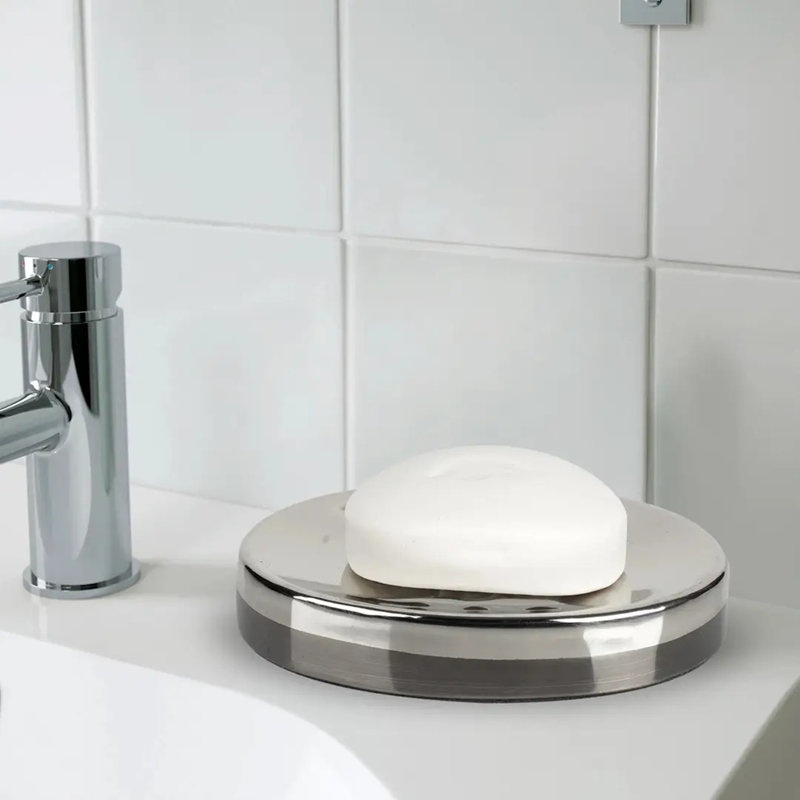 Savon pour comptoir de salle de bain, douche et cuisine brillant, nickel brossé et noir