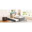 Lit plateforme tapissier simple avec lit gigogne Teddy
