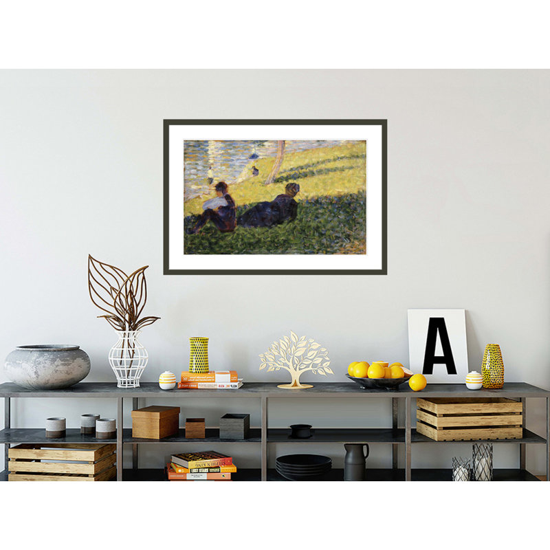 Étude pour un dimanche après midi à l'île de la Grande »par Georges Seurat - Impression Giclée encadrée
