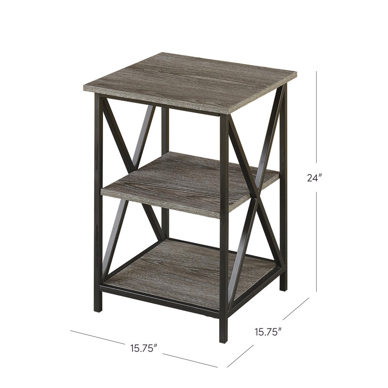 Table de bout avec rangement Ariyana, Gris patiné / noir