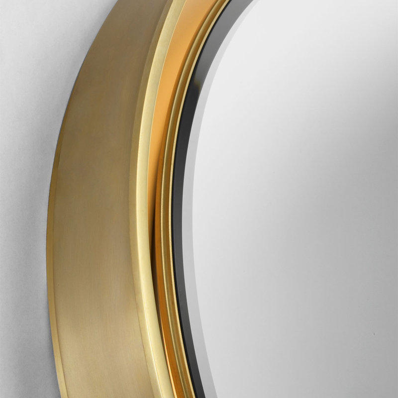 Tricia Illuminated Round Mirror, 24" x 24", Hand-Rubbed Antique Brass