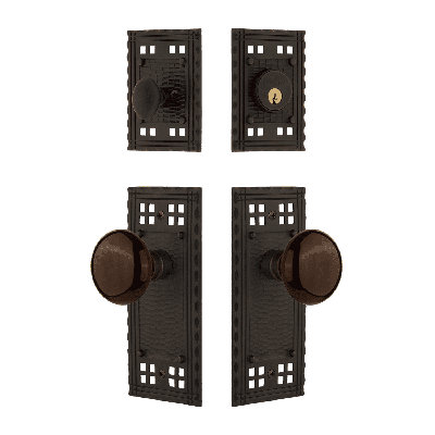 Nostalgic Warehouse Craftsman Entry Set with Brown Porcelain Knob