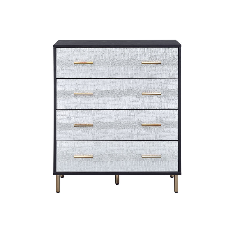ACME Myles Chest, Black, Silver & Gold Finish, Black/White