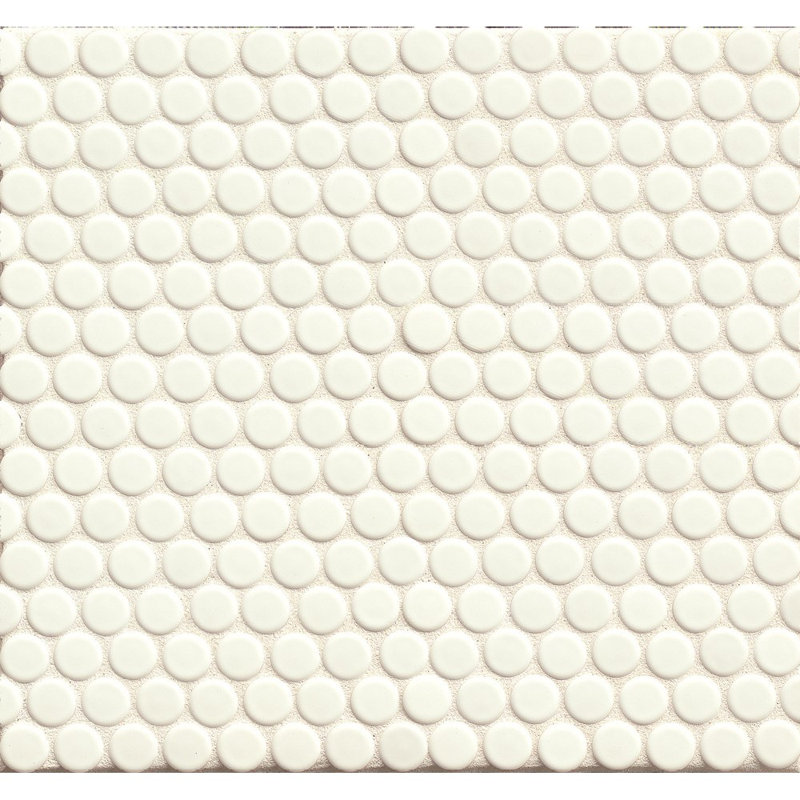 Penny Round Mosaic 1" x 1" Porcelain Penny Round Mosaic Wall & Floor Tile, White Gloss