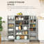 Boîte de rangement de cuisine de 41 po, 12 tablettes de porte, portes doubles, 5 tablettes, réglable, gris papier pour un espace de rangement pratique, moderne