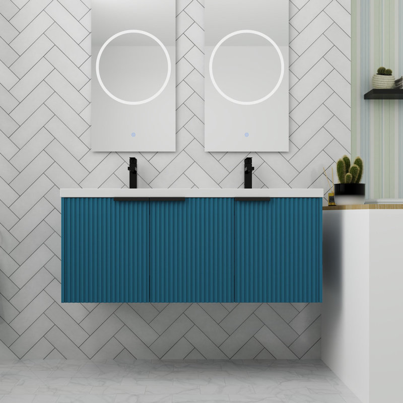 Meuble-lavabo 48 po avec lavabo en résine, Bleu