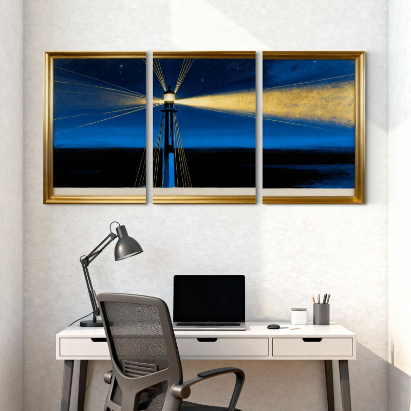 Ensemble de 3 impressions d'art sur toile, "Sky Layer Night Sky Stars", H 18 po x l 36 po