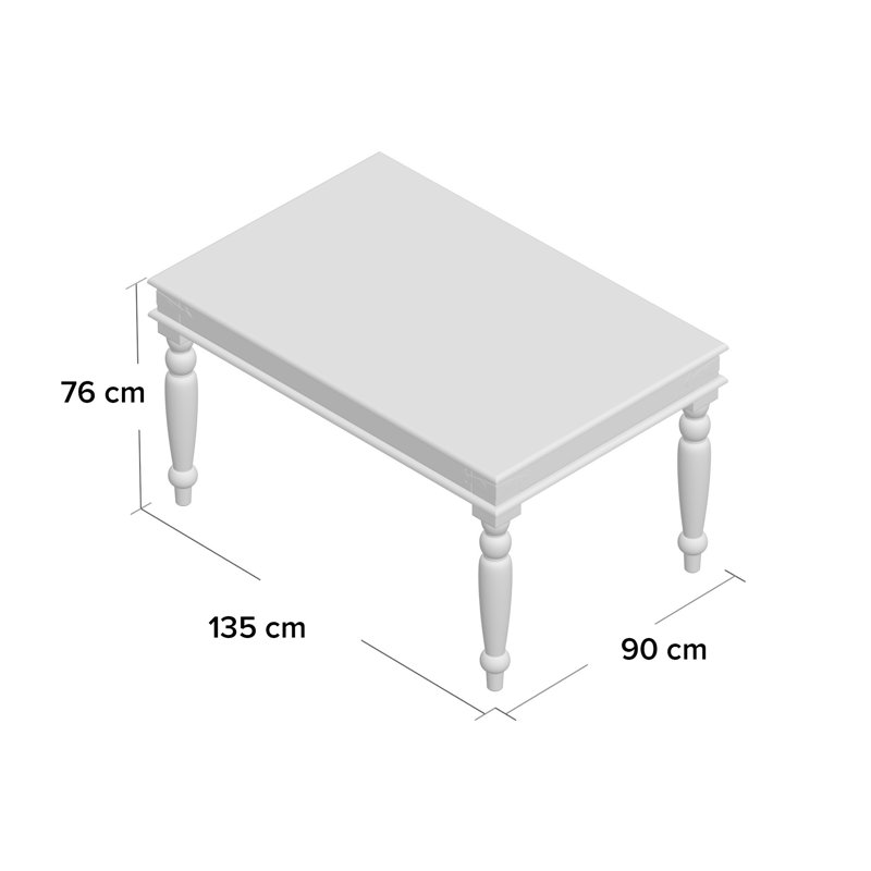 Daphne Solid Wood Top Metal Base Dining Table, 76cm H x 90cm W x 135cm L
