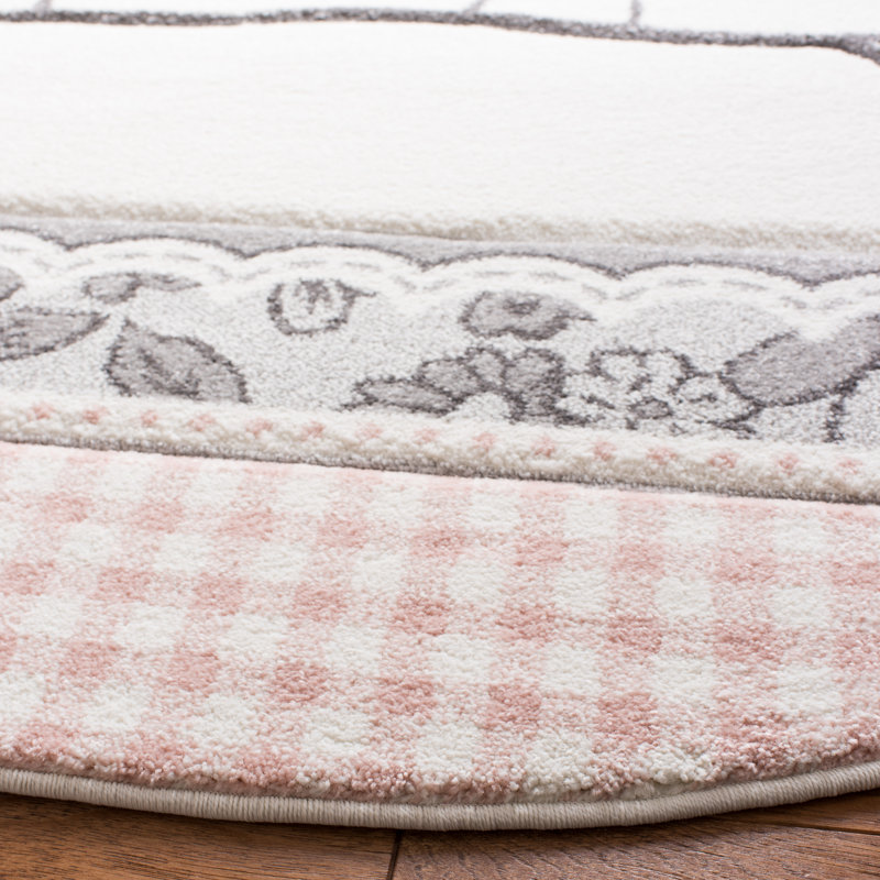 Burgan Pink/Ivory Area Rug, Round 3'