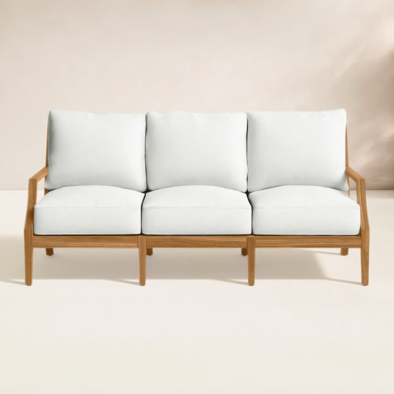 Haley Teak Sofa - Natural Teak, Natural Teak, Natural White, No welt + Standard fill