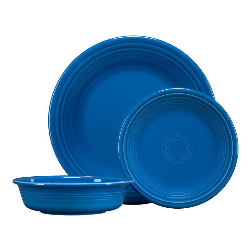 Couvert de 3 pièces à rebord classique Fiesta, pour 1 personne, Lapis