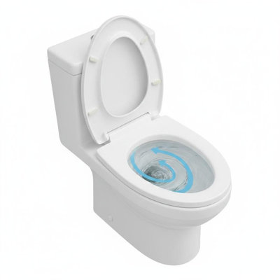 Élégante toilette ronde en céramique de 15 po avec chasse latérale, action siphonique 1,28 GPF, siège à fermeture en douceur pour les salles de bain d'invités