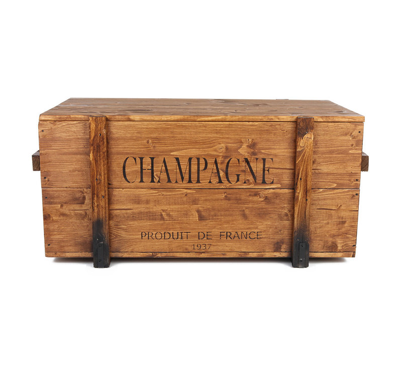 Williston Forge Solid Wood Box, 46cm H x 98cm W x 55cm D