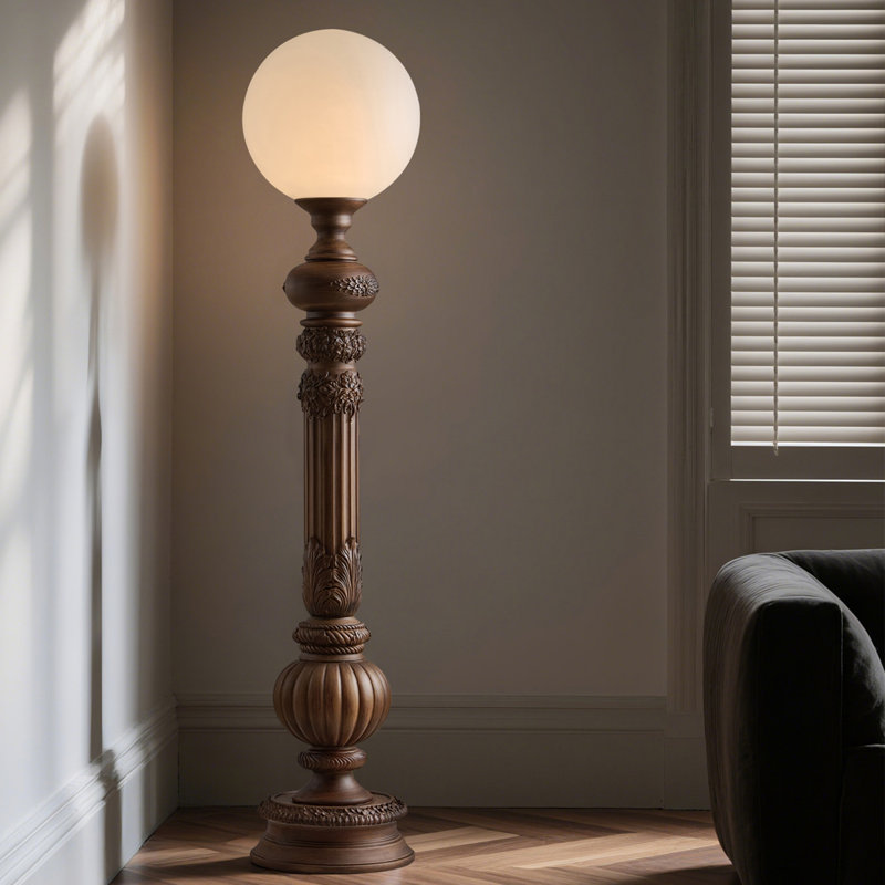 Resin Glass Fiber Free-Form Home Floor Lamp, Nut Brown