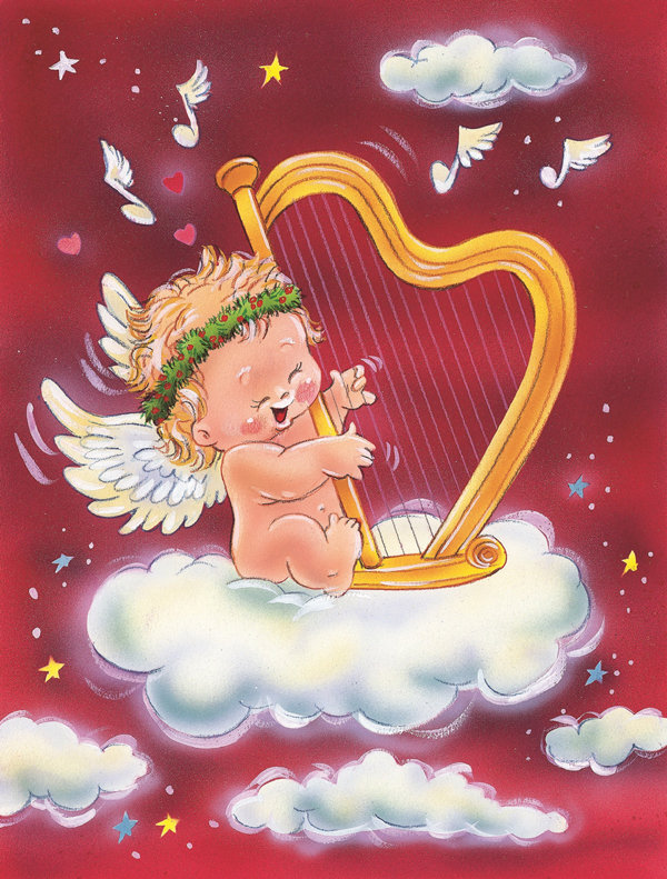 Drapeau de jardin Bente Angels with Harp, H 28 po x l 40 po