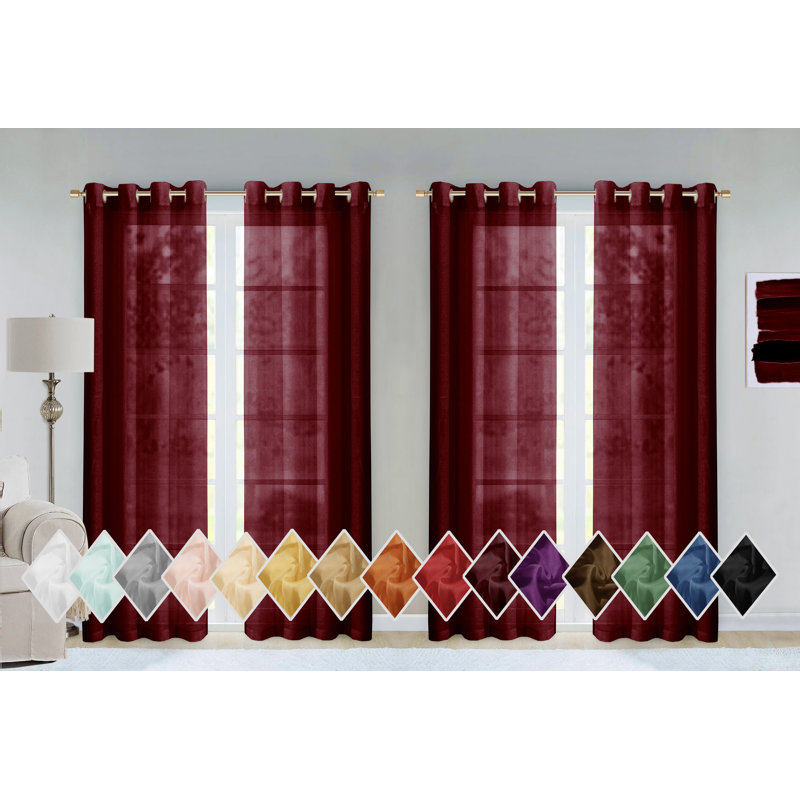 Gwenith Sheer Curtain Pair, Burgundy