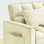 Chaise-lit moderne 3 en 1, blanc crème, velours, dossier réglable, teinte de bois brun, futon pliable et structure en métal pour les petits espaces-121108909