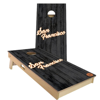 San Fran Vintage Baseball Cornhole Board Set | Includes (2) Boards, (8) Bags & Optional Accessories