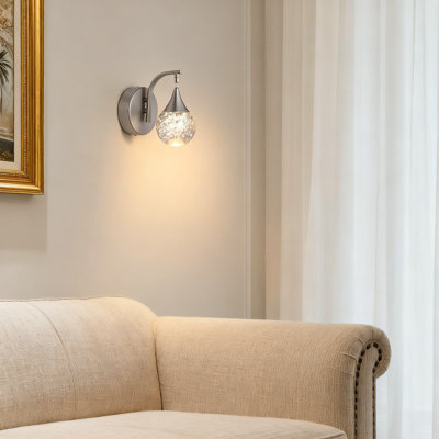 Modern LED Wall Sconce With Crystal Bubble Globe, Stepless Dimming Indoor Lighting For Bedroom, Living Room, Bathroom And Hallway