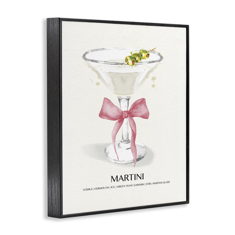 «Martini pastel avec arc», estampe numérique par Susan Jill, H 14 po x l 11 po, Giclée encadrée noir minuit