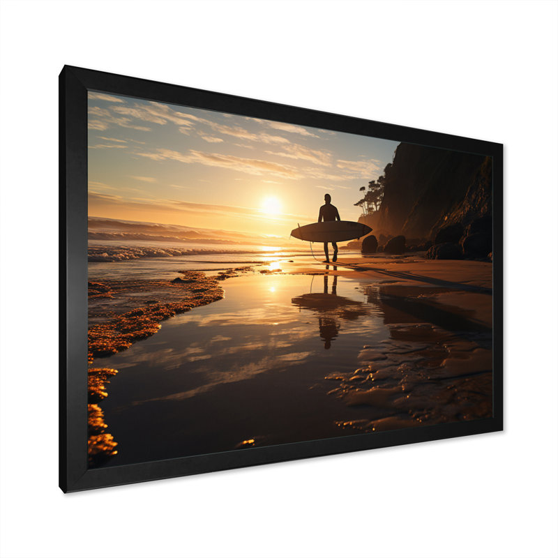 Photo de plage Surfers Paradise II - Décoration murale nautique et plage, H 16 po x l 32 po x P 1 po, Cadre simple noir