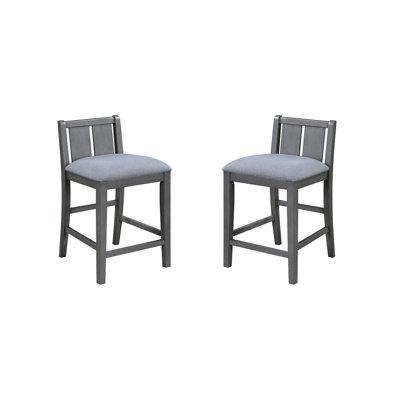 Gregorio Set Of 2 Gray Finish Upholstered Seat 20"W Counter Height Chair