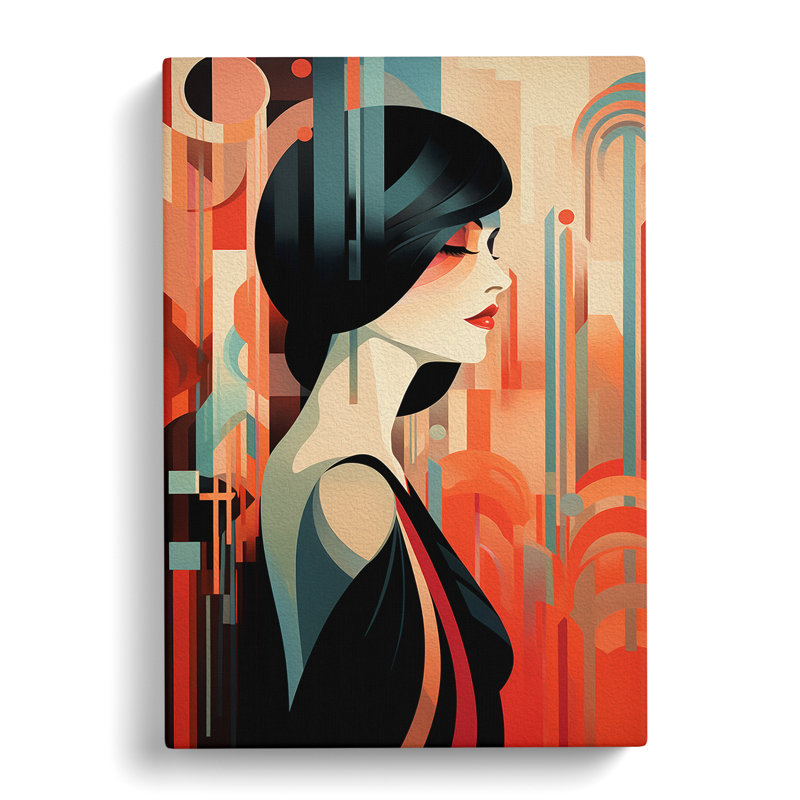 Art Deco Woman Neo-Plasticism - Wrapped Canvas, 50cm H x 35cm W x 3cm D