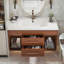 Meuble-lavabo simple 35,4 po Mid-Century avec lavabo encastré en céramique intégré