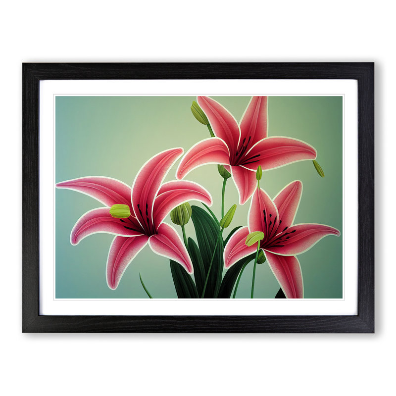 Delicious Lily Flowers - Single Picture Frame Painting, Black, 46cm H x 64cm W x 2cm D
