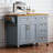 Kitchen Island With Drop Leaf, Embossed Texture Kitchen Island On Wheels With Spice Rack, Towel Rack, 2 Doors And 5 Drawers, Kitchen Storage Cart With Adjustable Shelf For Kitchen-1518097452