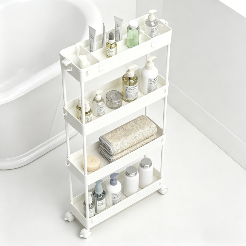 Meuble de rangement mobile à 4 niveaux avec roulettes Slim
