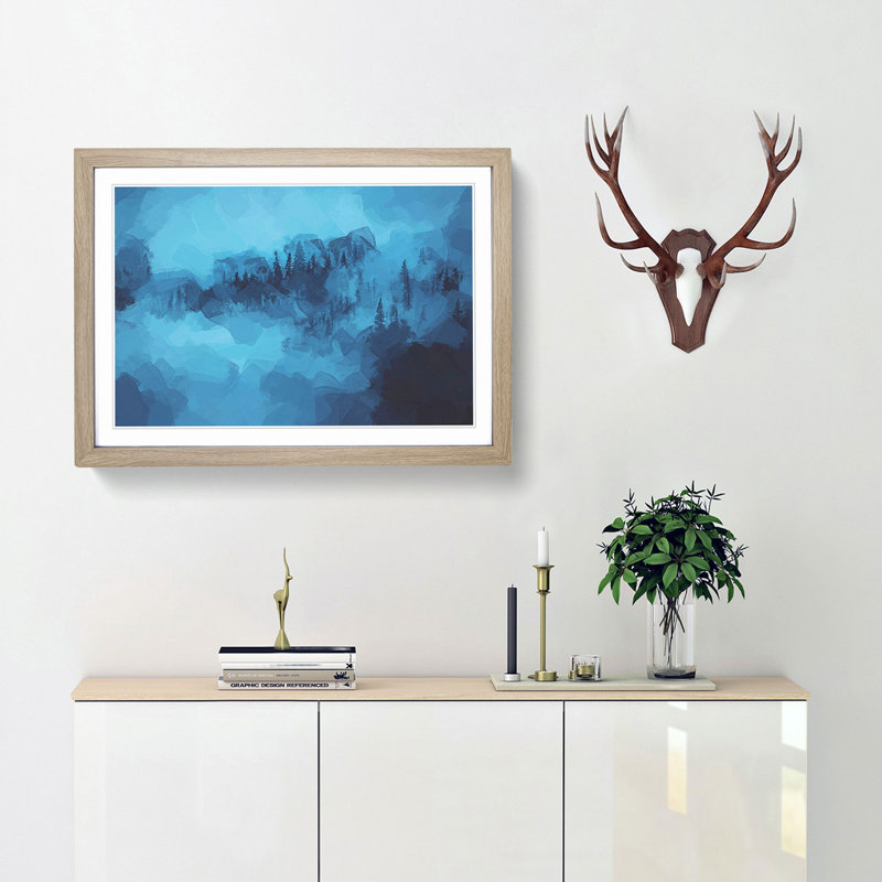 A Mist over the Forest in Abstract - Picture Frame Graphic Art Print, Oak Framed, 48cm H x 65cm W x 2cm D
