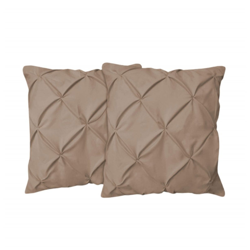 400TC Cotton Pintuck Sateen Solid Euro Sham, Taupe, 20"H x 20"W