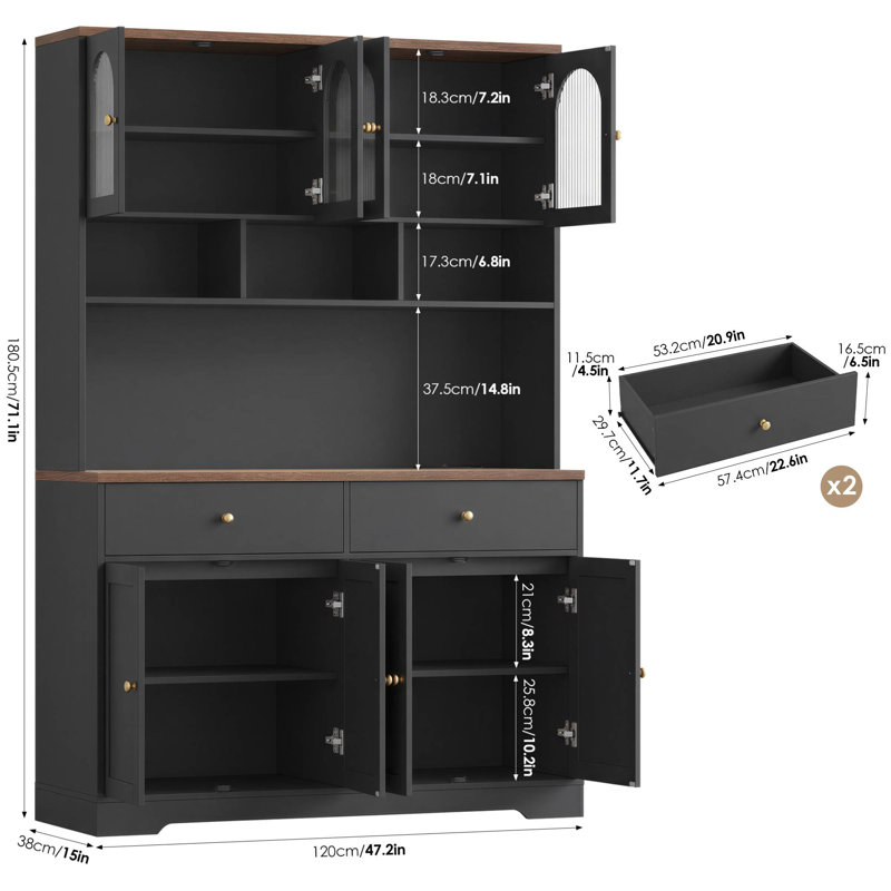 Garde-manger 71,1 "H, Black/Brown