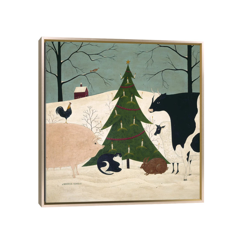Invité de Noël - reproduction d'art murale - toile encadrée, H 37 po x l 37 po, Impression encadrée sans passe-partout