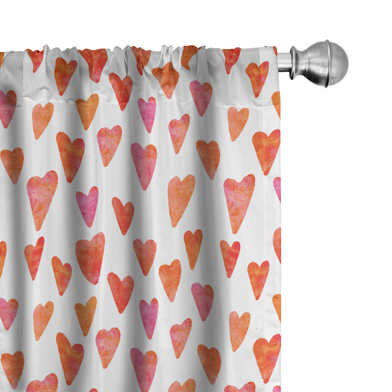 Heart Semi-Sheer Rod Pocket Curtain Panels, 28" x 95"